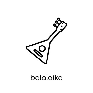 balalayka simgesi. Modaya uygun modern düz doğrusal vektör balalayka simgesi ince çizgi müzik koleksiyonu, Anahat vektör çizim beyaz arka plan üzerinde