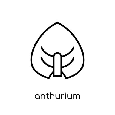 Anthurium simgesi. Modaya uygun modern düz doğrusal vektör Anthurium simgesi ince çizgi doğa Collection, düzenlenebilir anahattı kontur vektör çizim beyaz arka plan üzerinde