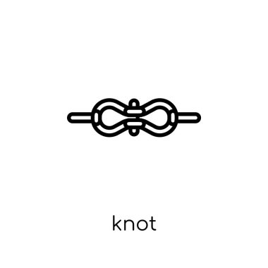 Düğüm simgesi. Trendy modern düz doğrusal vektör düğüm üstünde kutsal kişilerin resmi--dan ince içini kaplamak deniz koleksiyonu, düzenlenebilir anahattı kontur vektör çizim beyaz arka plan