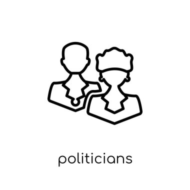 politikacılar simgesi. Trendy modern düz doğrusal vektör politikacılar üstünde kutsal kişilerin resmi--dan ince içini kaplamak siyasi koleksiyonu, Anahat vektör çizim beyaz arka plan