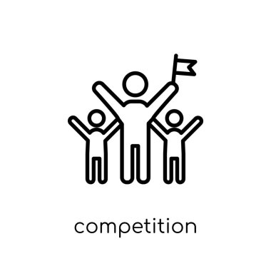rekabet simgesi. Modaya uygun modern düz doğrusal vektör yarışma simgesi ince çizgi verimlilik Collection, Anahat vektör çizim beyaz arka plan üzerinde