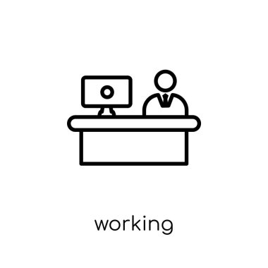 çalışma simgesi. Modaya uygun modern düz doğrusal vektör çalışma simgesi ince çizgi Collection, Anahat vektör çizim beyaz arka plan üzerinde