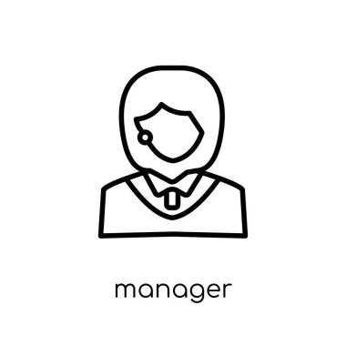 Manager simgesi. Modaya uygun modern düz doğrusal vektör Manager simgesine ince çizgi meslekler koleksiyonu, düzenlenebilir anahattı kontur vektör çizim beyaz arka plan