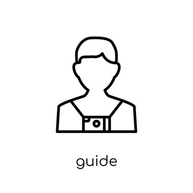 Kılavuzu simgesi. Modaya uygun modern düz doğrusal vektör Kılavuzu simgesini ince çizgi meslekler koleksiyonu, düzenlenebilir anahattı kontur vektör çizim beyaz arka plan