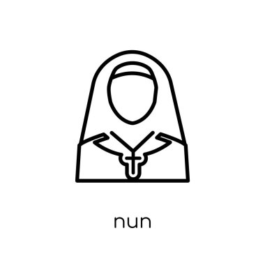 Rahibe simgesi. Modaya uygun modern düz doğrusal vektör Rahibe simgesine ince çizgi meslekler koleksiyonu, düzenlenebilir anahattı kontur vektör çizim beyaz arka plan