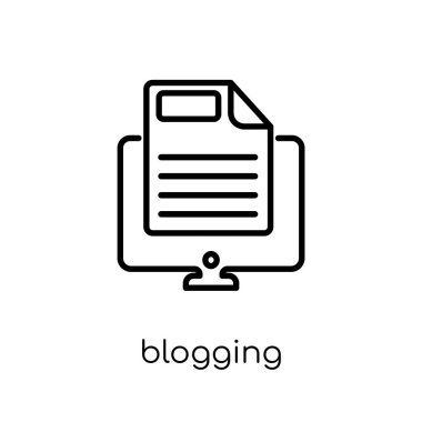 Bloglama simgesini. Modaya uygun modern düz doğrusal vektör bloglama simgesi ince çizgi programlama Collection, düzenlenebilir anahattı kontur vektör çizim beyaz arka plan üzerinde