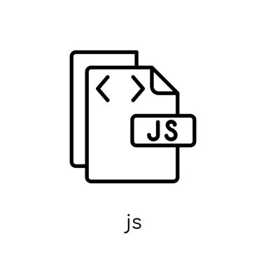 JS simgesi. Modaya uygun modern düz doğrusal vektör Js simgesi ince çizgi programlama Collection, düzenlenebilir anahattı kontur vektör çizim beyaz arka plan üzerinde