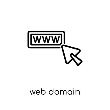 Web etki alanı simgesi. Modaya uygun modern düz doğrusal vektör Web etki alanı simgesi ince çizgi programlama koleksiyonu, düzenlenebilir beyaz arka plan üzerinde anahat kontur vektör çizim