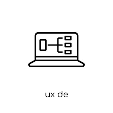 UX tasarım simgesi. Modaya uygun modern düz doğrusal vektör Ux tasarım simgesi ince çizgi programlama koleksiyonu, düzenlenebilir beyaz arka plan üzerinde anahat kontur vektör çizim