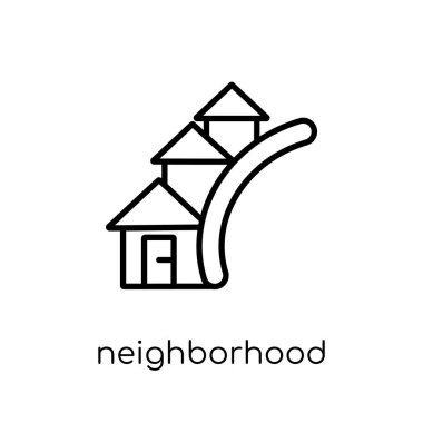 Komşuları simgesini. Modaya uygun modern düz doğrusal vektör Komşuları simgesini ince çizgi gayrimenkul Collection, Anahat vektör çizim beyaz arka plan üzerinde