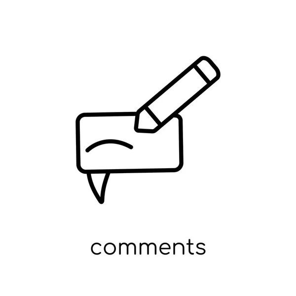 Comments Icon Модный Современный Плоский Линейный Вектор Комментариев Значок Белом — стоковый вектор