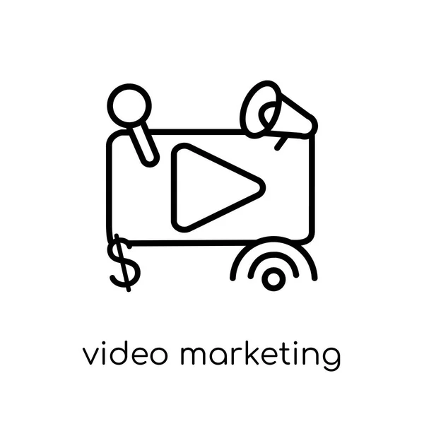 Icône Marketing Vidéo Tendance Moderne Plat Vectoriel Linéaire Icône Marketing — Image vectorielle