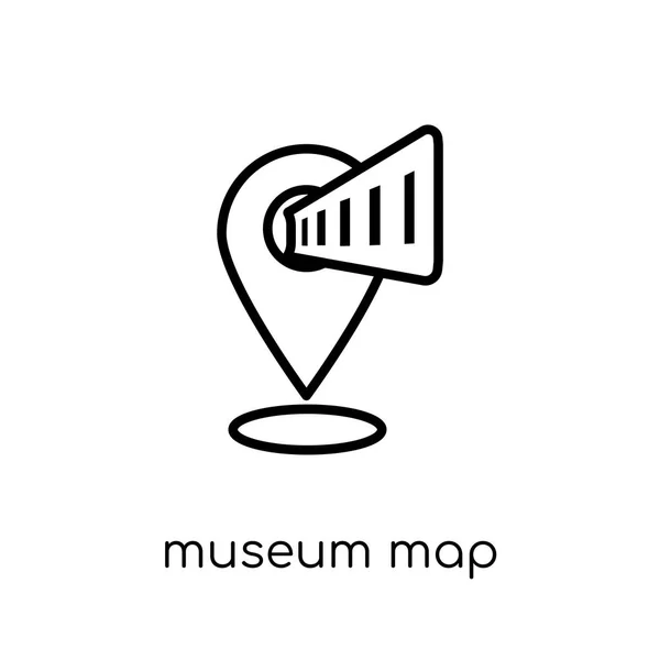 Ícone Mapa Museu Ícone Mapa Moderno Vetorial Linear Plana Fundo —  Vetores de Stock