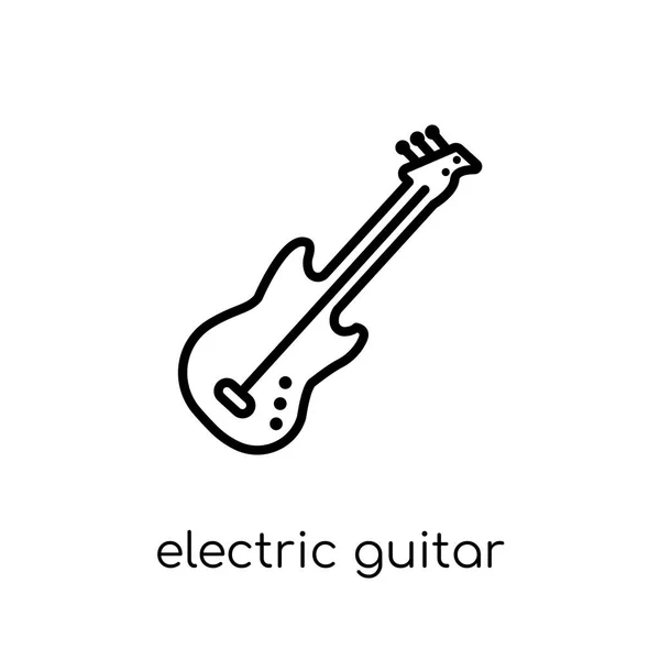 电吉他图标 时尚现代平面线性矢量电吉他图标在白色背景从细线汇集 概述向量例证 — 图库矢量图片