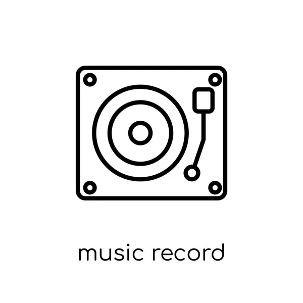 音楽レコードのアイコン 流行のモダンなフラット線形ベクトル音楽記録音楽コレクション アウトライン ベクトル図の細い線から白い背景の上のアイコン — ストックベクタ