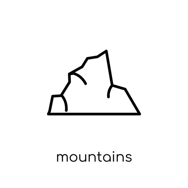 山のアイコン 細い線自然のコレクション 編集可能なアウトラインのストロークのベクトル図から白い背景のトレンディなモダンなフラット線形ベクトル山アイコン — ストックベクタ