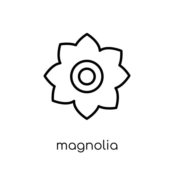 Magnolie Ikone Trendige Moderne Flache Lineare Vektormagnolie Auf Weißem Hintergrund — Stockvektor