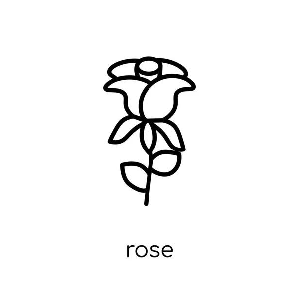 Rosensymbol Trendige Moderne Flache Lineare Vektor Rose Symbol Auf Weißem — Stockvektor