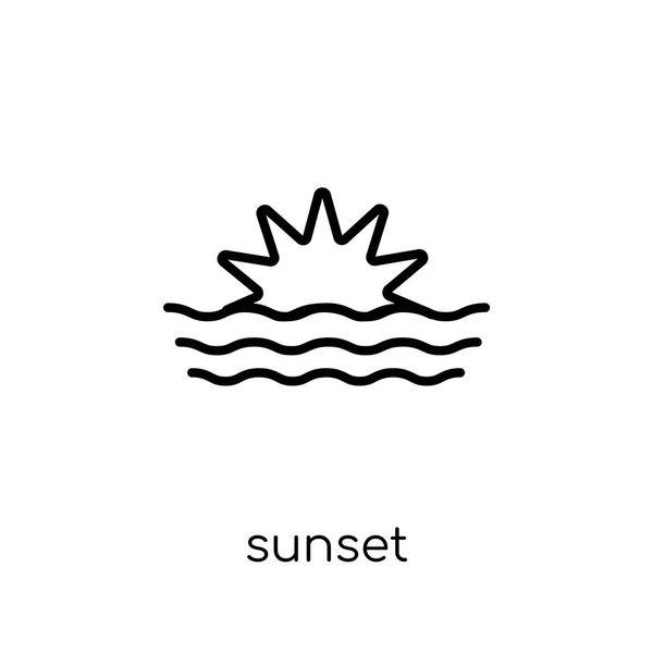 Ηλιοβασίλεμα Στο Εικονίδιο Μοντέρνα Σύγχρονη Επίπεδη Γραμμική Ηλιοβασίλεμα Εικονίδιο Του — Διανυσματικό Αρχείο