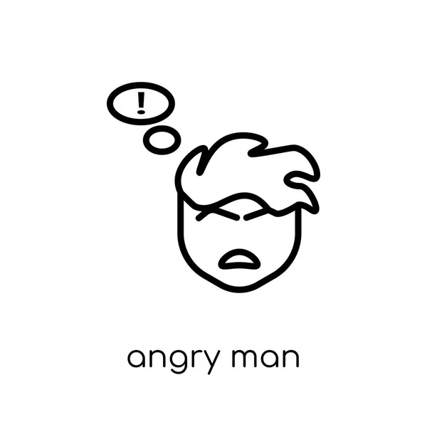 Icono Hombre Enojado Moderno Vector Lineal Plano Moderno Angry Man — Vector de stock