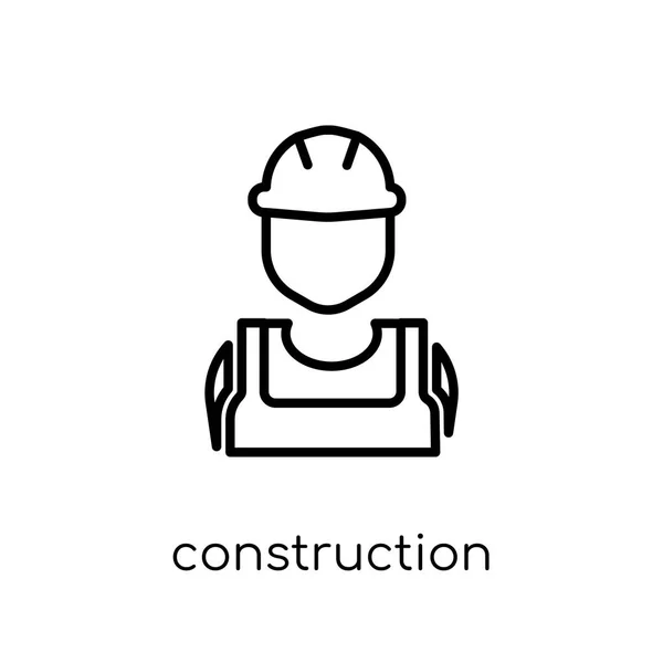 Bauarbeiter Ikone Trendige Moderne Flache Lineare Vektor Bauarbeiter Symbol Auf — Stockvektor