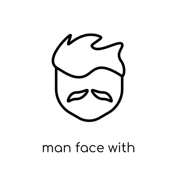 Visage Homme Avec Icône Moustache Tendance Moderne Plat Vecteur Linéaire — Image vectorielle
