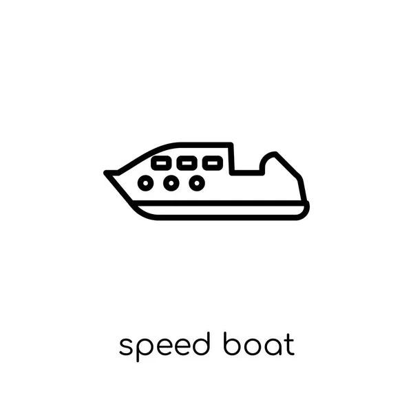 快艇图标 时尚现代平线性向量快艇图标在白色背景从细线航海收藏 可编辑的概述冲程向量例证 — 图库矢量图片
