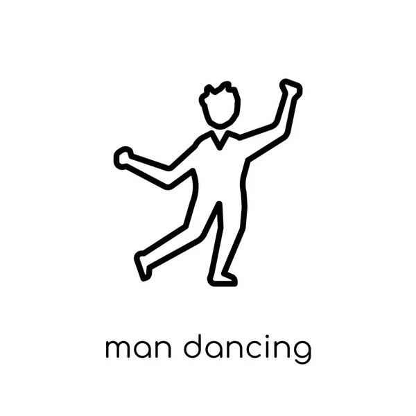 男人跳舞的图标 时尚现代平线性向量人跳舞图标在白色背景从稀薄的线人汇集 可编辑的概述冲程向量例证 — 图库矢量图片