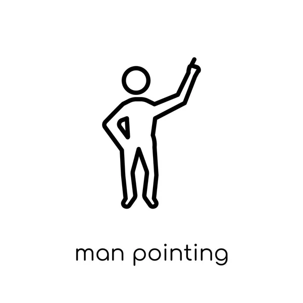 男ポインティング アイコン トレンディな近代的なフラット線形ベクトル人コレクション 編集可能なアウトライン ストローク ベクター画像の細い線から白い背景の男ポインティング アイコン — ストックベクタ