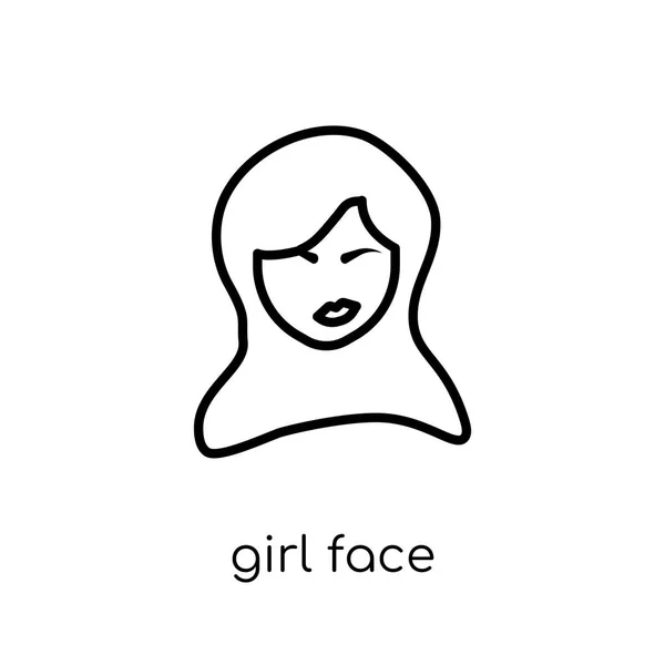 Κορίτσι Πρόσωπο Εικονίδιο Μοντέρνα Σύγχρονη Επίπεδη Γραμμική Διάνυσμα Κορίτσι Πρόσωπο — Διανυσματικό Αρχείο