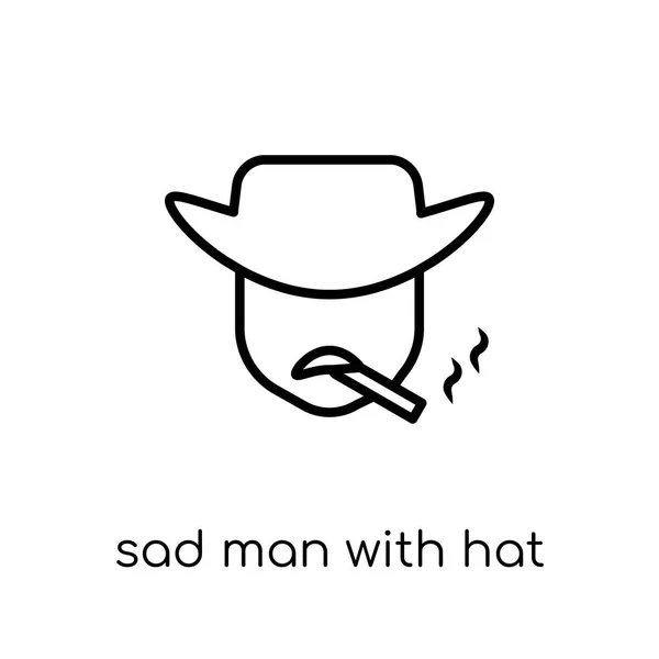 Λυπημένος Άνθρωπος Καπέλο Εικονίδιο Μοντέρνα Σύγχρονη Επίπεδη Γραμμική Διάνυσμα Λυπημένος — Διανυσματικό Αρχείο