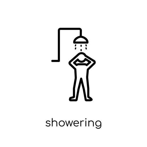 Duschsymbol Trendige Moderne Flache Lineare Vektor Duschen Symbol Auf Weißem — Stockvektor