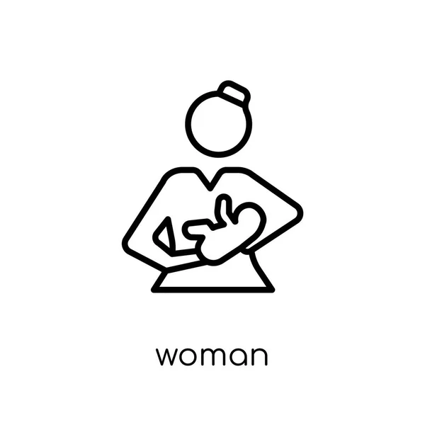 Woman Breastfeeding Icon Trendy Modern Flat Linear Vector Woman Breastfeeding — Stock Vector