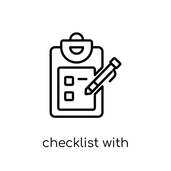 Checklist Com Ícone Lápis Lista Verificação Vetorial Linear Plana Moderna —  Vetores de Stock