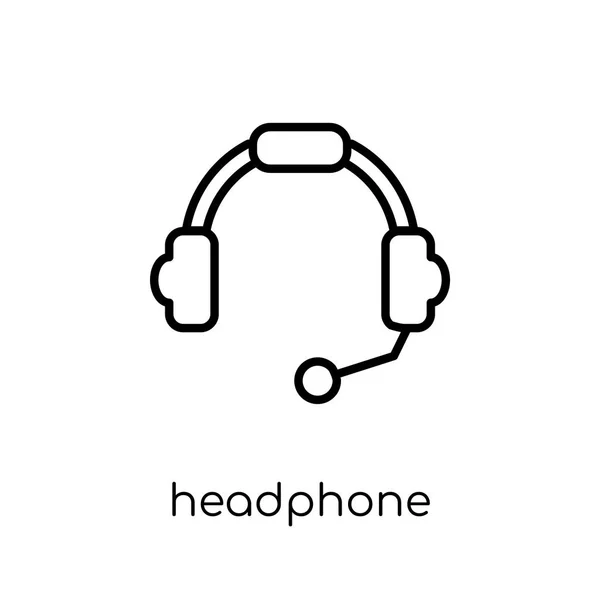 Headphone Icon Trendy Modern Flat Linear Vector Headphone Icon White — Stock Vector