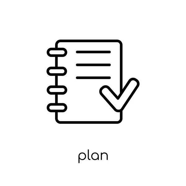 Plan Icon Trendy Modern Flat Linear Vector Plan Icon White — Stock Vector