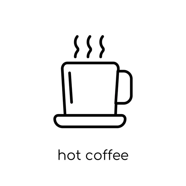 ホット コーヒーのアイコン トレンディな近代的なフラット線形ベクトル細い線コレクション 概要のベクトル図から白い背景のホット コーヒー アイコン — ストックベクタ