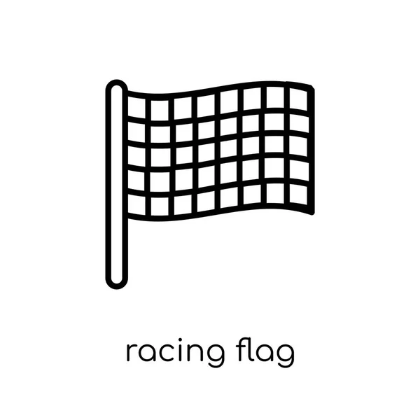 Racing Flaggikonen Trendiga Moderna Platt Linjär Vektor Racing Flaggikonen Vit — Stock vektor