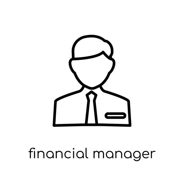Icona Financial Manager Trendy Moderno Vettore Lineare Piatto Icona Financial — Vettoriale Stock