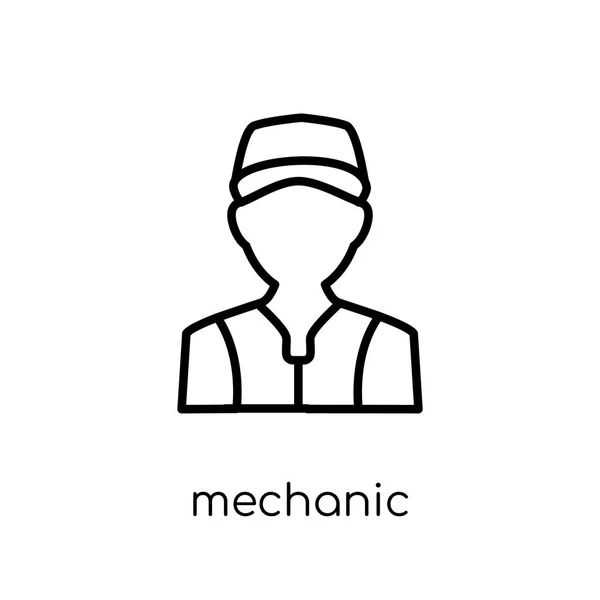 Icône Mécanicien Tendance Moderne Plat Vecteur Linéaire Icône Mécanique Sur — Image vectorielle