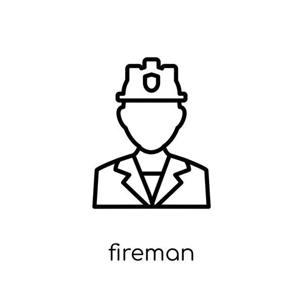 Ícone Bombeiro Ícone Fireman Vetorial Linear Plano Moderno Moda Fundo — Vetor de Stock