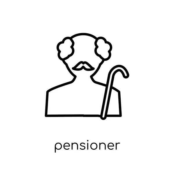 Икона Пенсионера Модный Современный Плоский Линейный Вектор Значок Пенсионера Белом — стоковый вектор