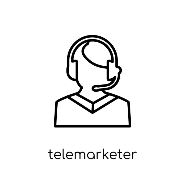 Εικονίδιο Telemarketer Μοντέρνα Σύγχρονη Επίπεδη Γραμμική Telemarketer Εικονίδιο Του Φορέα — Διανυσματικό Αρχείο