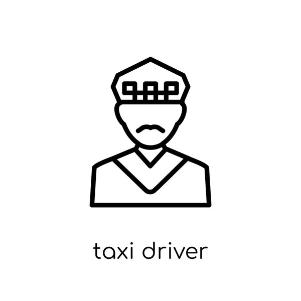 Icono Del Taxista Moderno Vector Lineal Plano Moderno Taxi Driver — Vector de stock