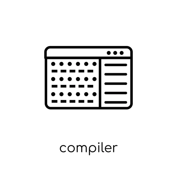 コンパイラのアイコン 細い線プログラミング コレクション 編集可能なアウトラインのストロークのベクトル図から白い背景のトレンディなモダンなフラット線形ベクトル コンパイラ アイコン — ストックベクタ