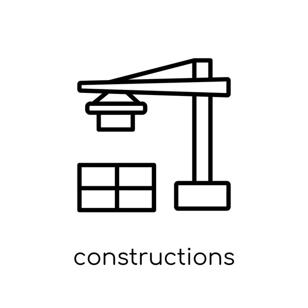 Constructions Icon Trendy Modern Flat Linear Vector Constructions Icon White — Stock Vector