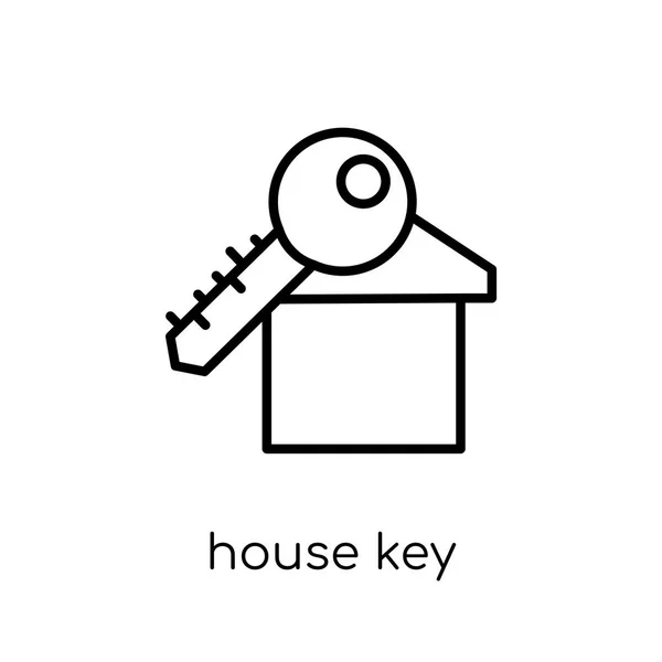 Ház Kulcs Ikon Divatos Modern Lakás Lineáris Vector House Ikon — Stock Vector