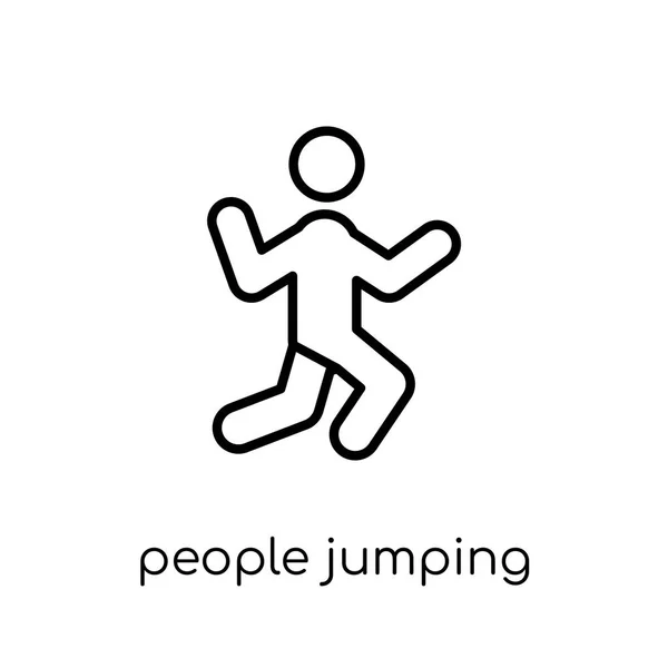 People Jumping Icon Icon Trendy Modern Flat Linear Vector People — Stock Vector