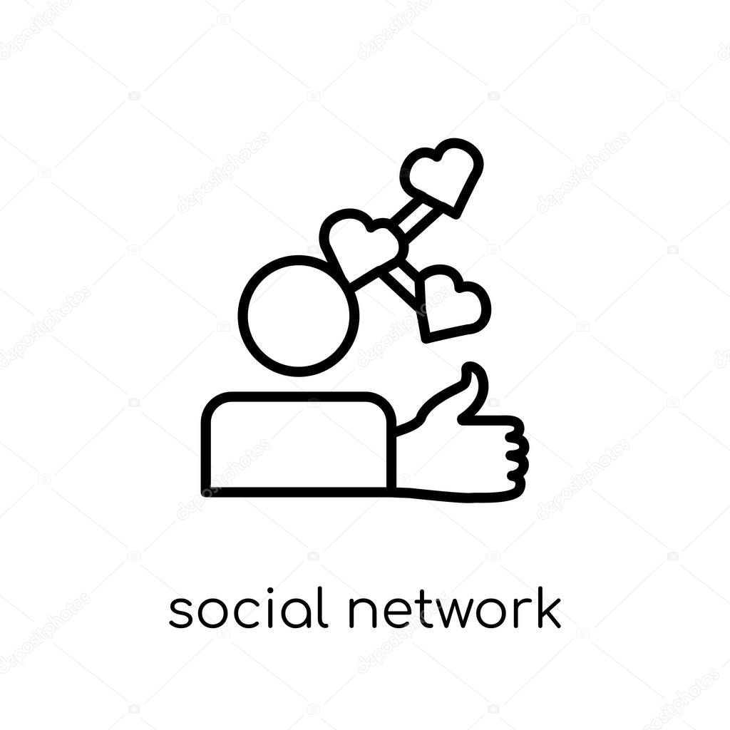 social network icon. Trendy modern flat linear vector social network icon on white background from thin line collection, outline vector illustration