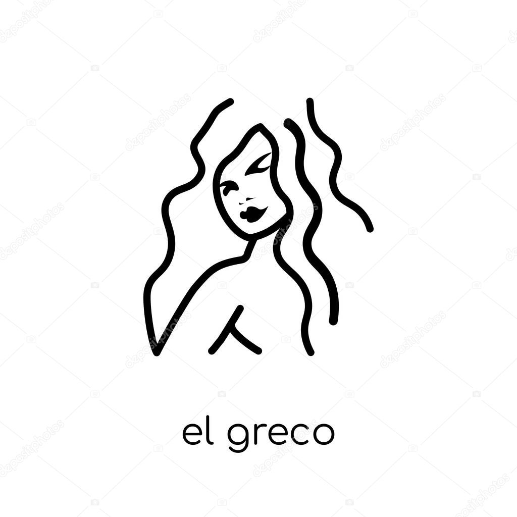 el greco icon. Trendy modern flat linear vector el greco icon on white background from thin line Museum collection, outline vector illustration